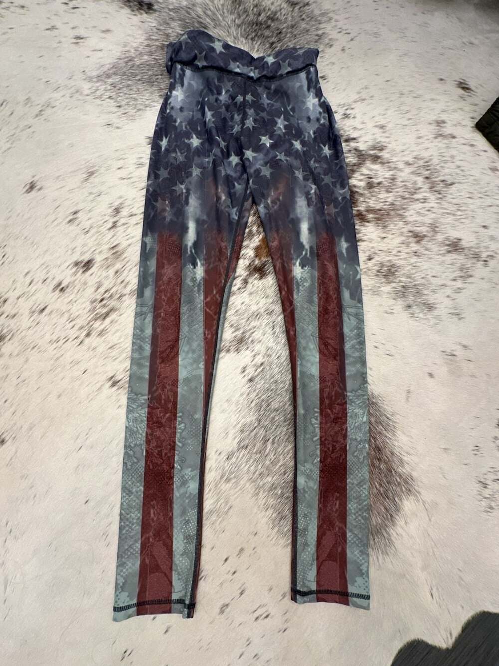 American Flag Print Patriotic Stretch Leggings - Picture 2 of 7